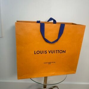 Medium Louis Vuitton Orange Shopping Bag with Blue Handles